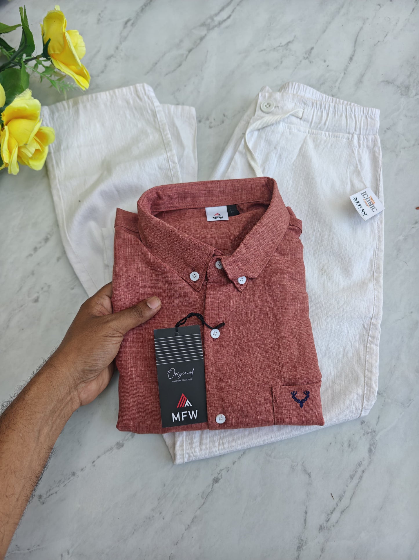 2 in 1 combo Korean lenin shirts + Lenin relax fit pant buy @600 rs only