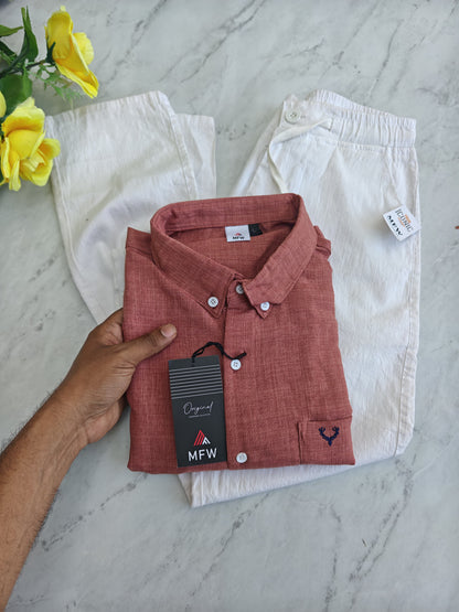 2 in 1 combo Korean lenin shirts + Lenin relax fit pant buy @600 rs only