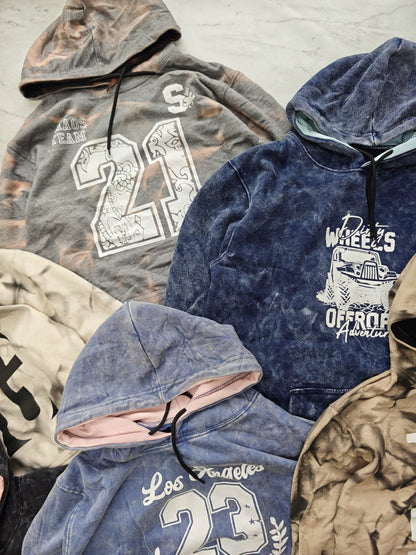 Men's premium Acid wash Hoodies single pcs @299 and Buy 4 pcs combo @999(Random design only no color selection only size selection )