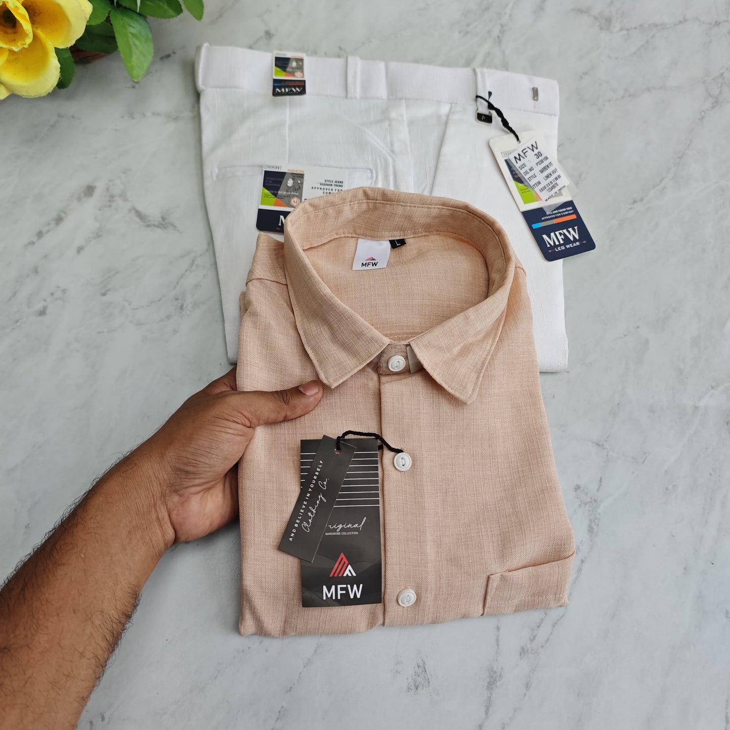 2 in 1 combo korean lenin shirts + MFW lenin polo fit pants combo buy @600 rs only