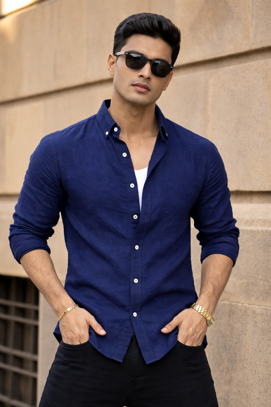 New Crush Lenin Shirts single pcs @299 and Buy 4 pcs combo @999(Navy)