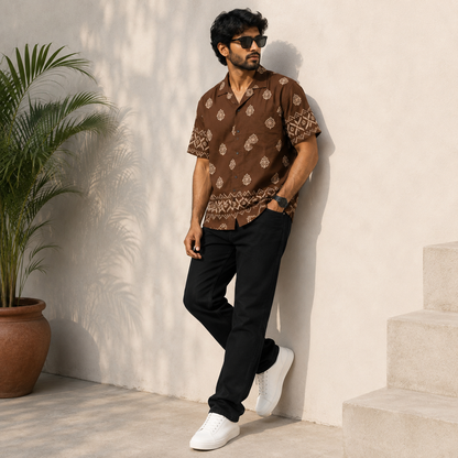 2-in-1 Combo | Cuban Collar Viscose Printed Shirt + Plain Mom Fit Jeans | ₹550 Online