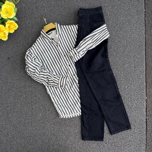 2 in 1 Combo zig zag netted fabric shirts+ plain mom fit jeans buy @600