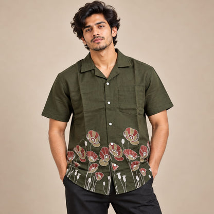 Cuban Collar Border print half sleeve shirts buy @250rs only