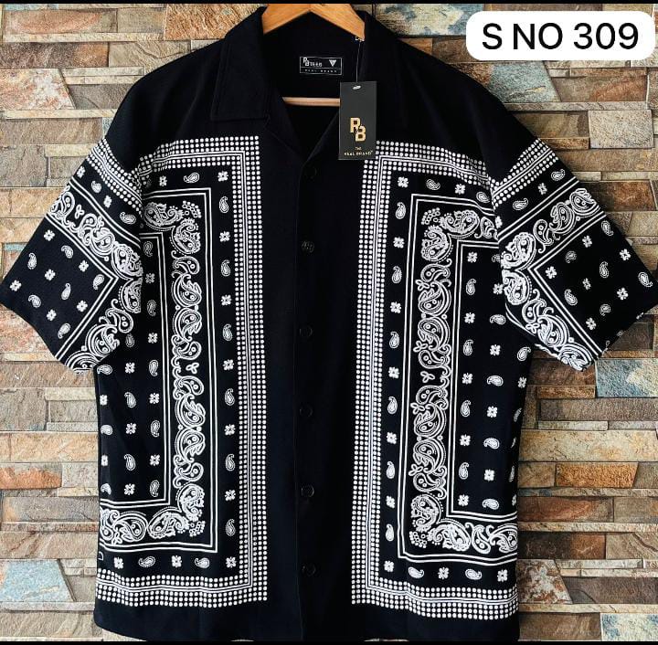 Cuban Collar Oversize Drop Shoulder Polo Designer printed Shirts buy @249