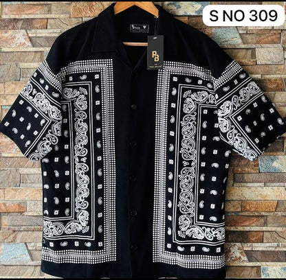 Cuban Collar Oversize Drop Shoulder Polo Designer printed Shirts buy @249