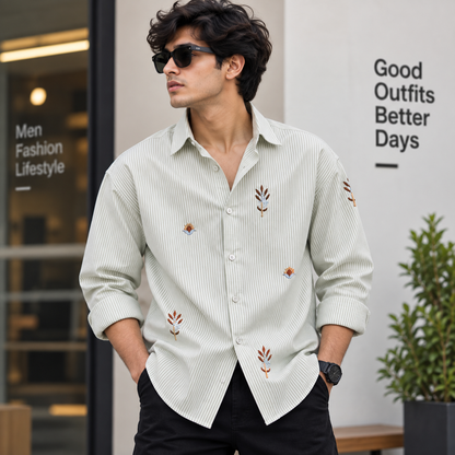 Men's Full sleeve Boxy fit type  Embroidery Shirts single pcs @350 and Buy 3 pc combo @999