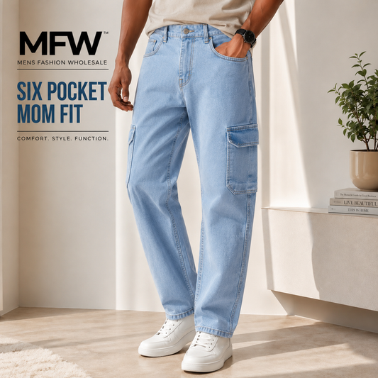 Men's 6 pocket mom fit jeans buy @350 rs only (Read description before ordering) [Light Blue]