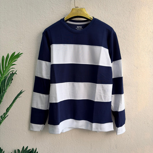 Round neck Full sleeve Tshirt 1 pc @199 and 3 pcs @ 499(Navy with white)