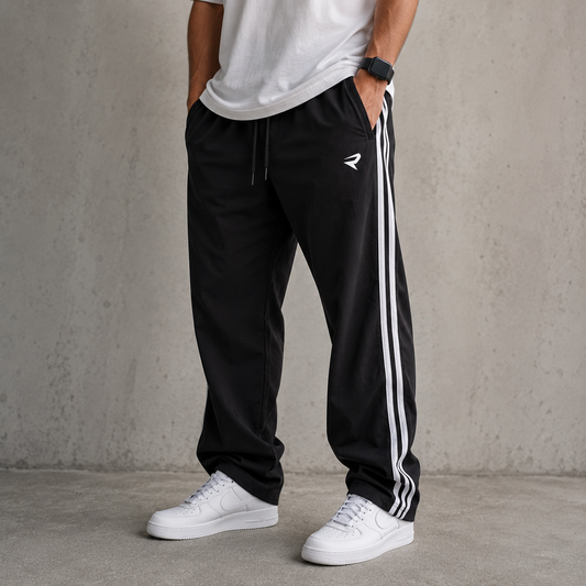 Mfw Baggy Street Wear Stripes Track pants buy 1 pc @199 3 pcs @ 499 (Black)