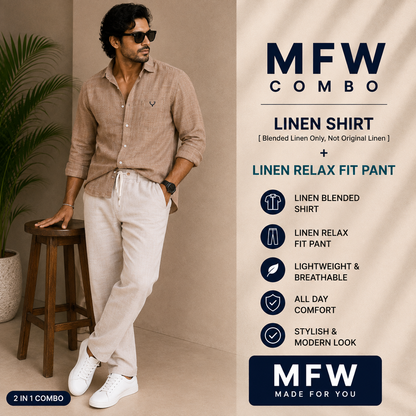 2 in 1 combo Korean lenin shirts + Lenin relax fit pant buy @600 rs only