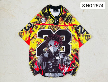 V-Neck Rib type anime printed jersey tshirts buy@250 rs only