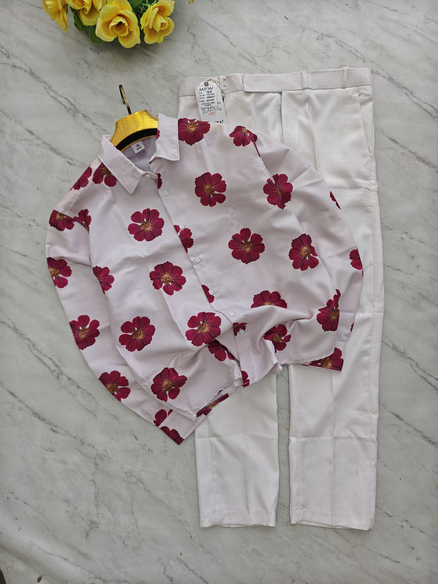 2 in 1 combo MFW Lenin printed shirts + lenin polo fit pant buy @600 rs only