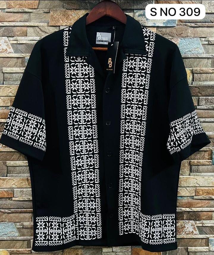Cuban Collar Oversize Drop Shoulder Polo Designer printed Shirts buy @249