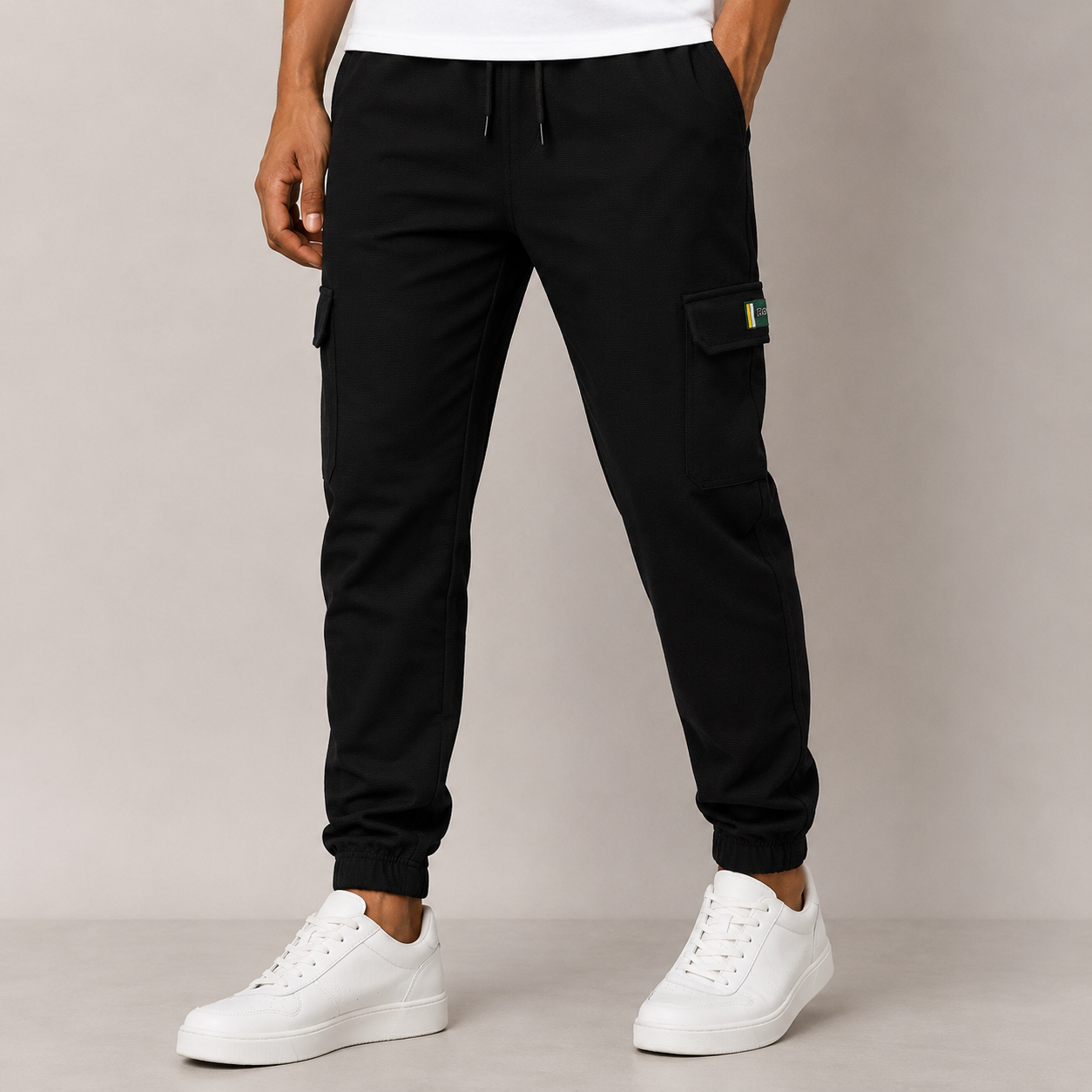 6 pocket twill fabric joggers pants buy @300rs [Black]