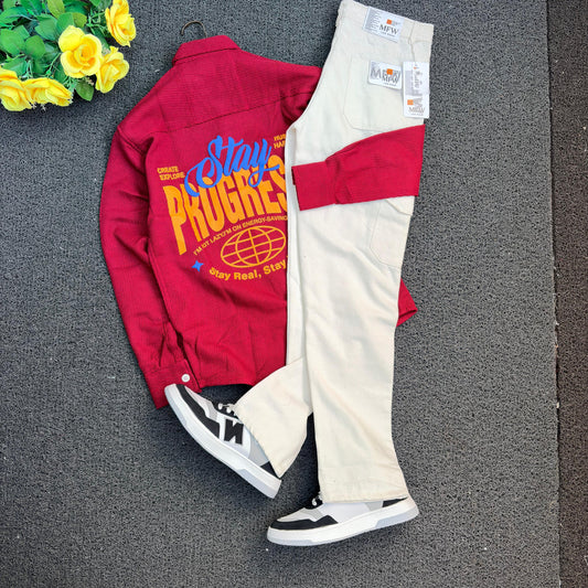 3 in 1 combo back print shirts + 6 pocket mom fit jeans + shoe combo buy @999 rs only