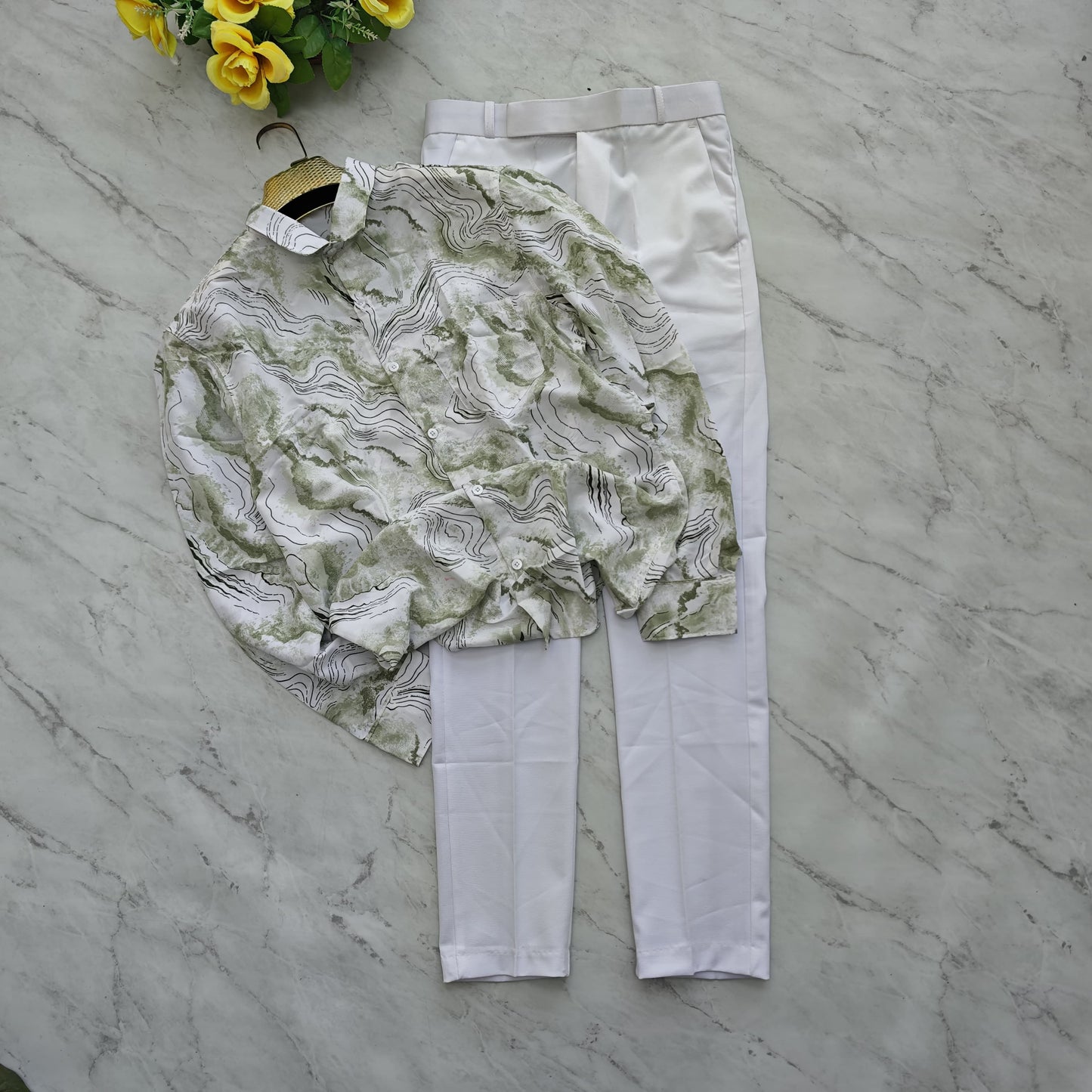 2 in 1 combo MFW viscose printed shirts + twill fabric polo fit pants combo buy @600 rs only