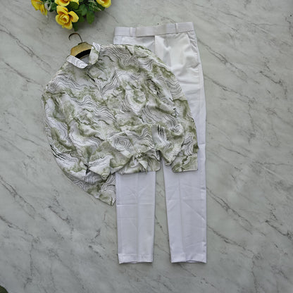 2 in 1 combo MFW viscose printed shirts + twill fabric polo fit pants combo buy @600 rs only