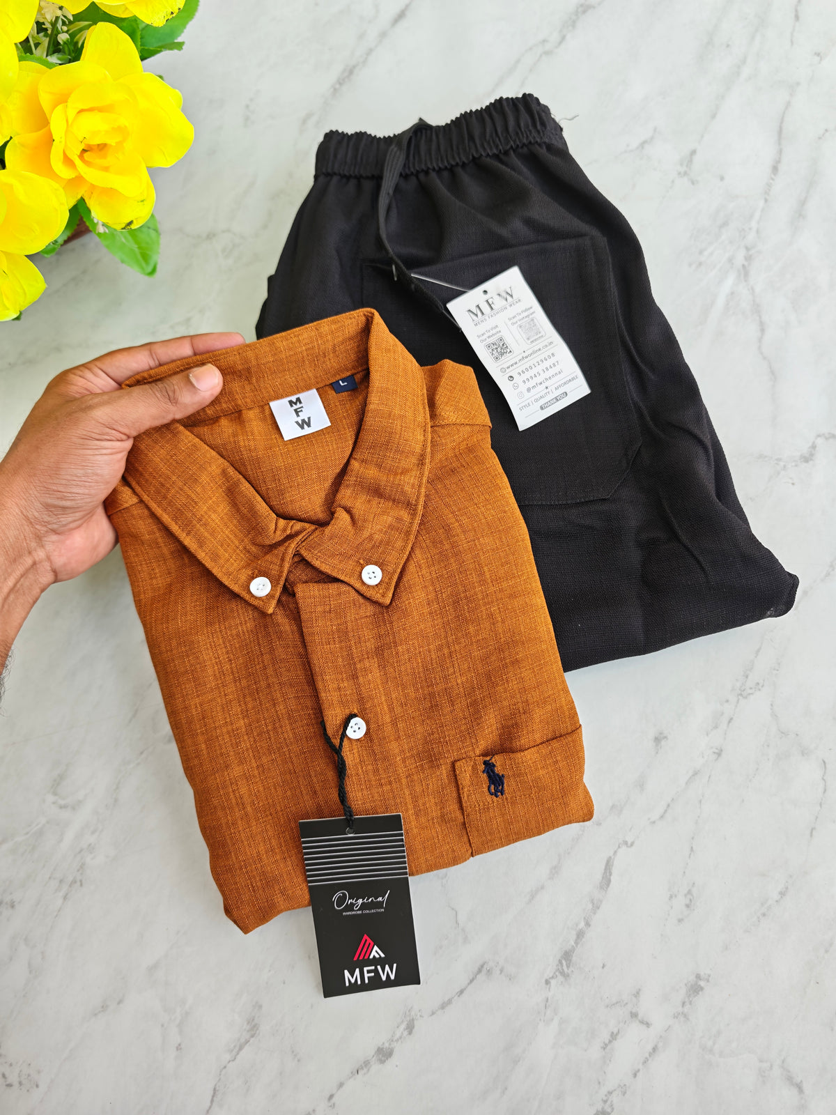 2 in 1 Combo MFW Lenin shirts + lenin relax fit pant buy @500 rs only
