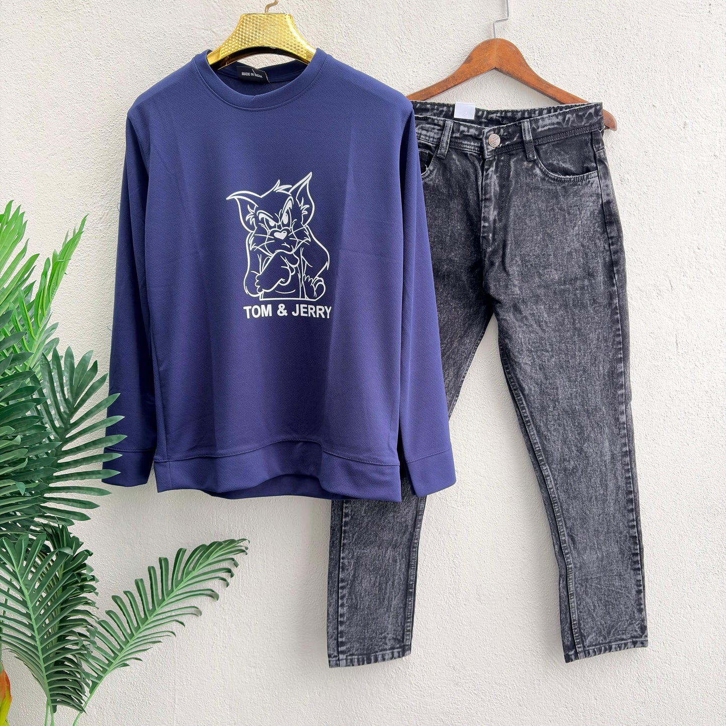 2 in 1 combo Full sleeve Printed tshirt + mom fit jeans combo @499 only