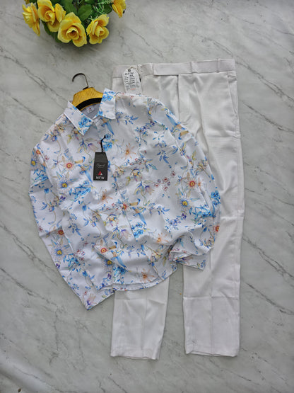 2 in 1 combo MFW Lenin printed shirts + lenin polo fit pant buy @600 rs only