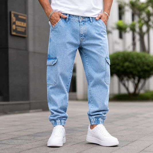 Mfw 6 pocket mom fit denim joggers cargo pants buy @500 rs only