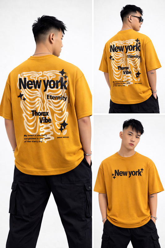 Round neck Front and back print droup shoulder Tshirt 1 pc @199 and 3 pcs @ 499