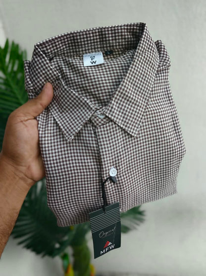MFW Micro Checks Baggy shirts Single pcs @299 and Buy 4 pcs combo @999 (Brown)