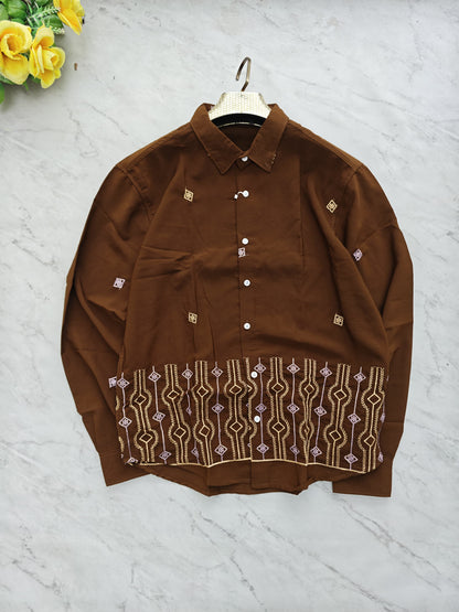 Men's Full sleeve Lachka fabric Bottom Embroidery Shirts single pcs @350 and Buy 3 pc combo @999