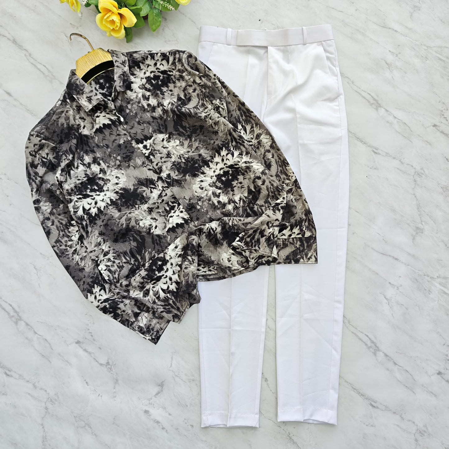 2 in 1 combo MFW viscose printed shirts + twill fabric polo fit pants combo buy @600 rs only