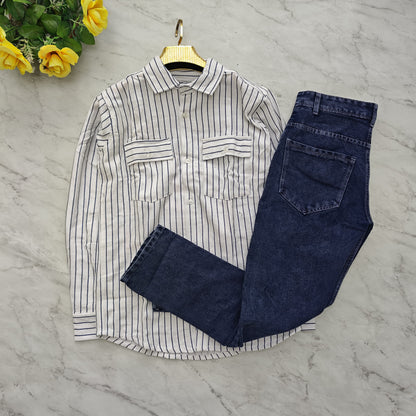2 in 1 combo MFW back printed shirts + plain mom fit jeans combo buy @550 rs only