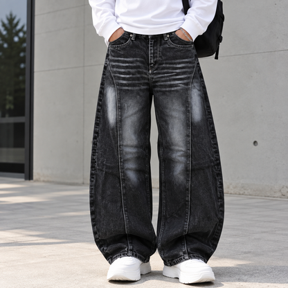 MFW whisker type barrel fit jeans pants buy @450 rs only [Black]