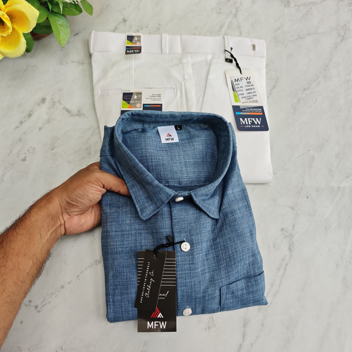2 in 1 combo korean lenin shirts + MFW lenin polo fit pants combo buy @600 rs only