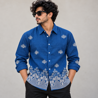 Men's Full sleeve lenin  Bottom Embroidery Shirts single pcs @350 and Buy 3 pc combo @999