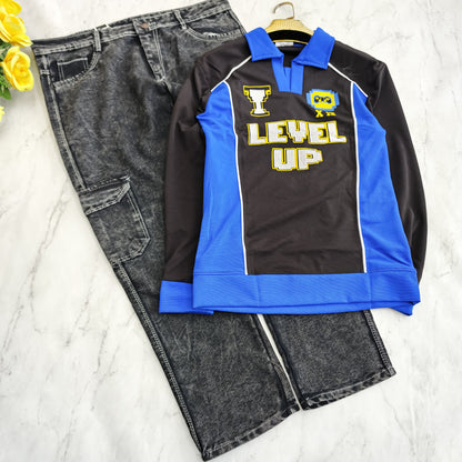 2 in 1 combo full sleeve Korean zipper tshirt + 6 pocket mom fit jeans combo buy @600 rs only