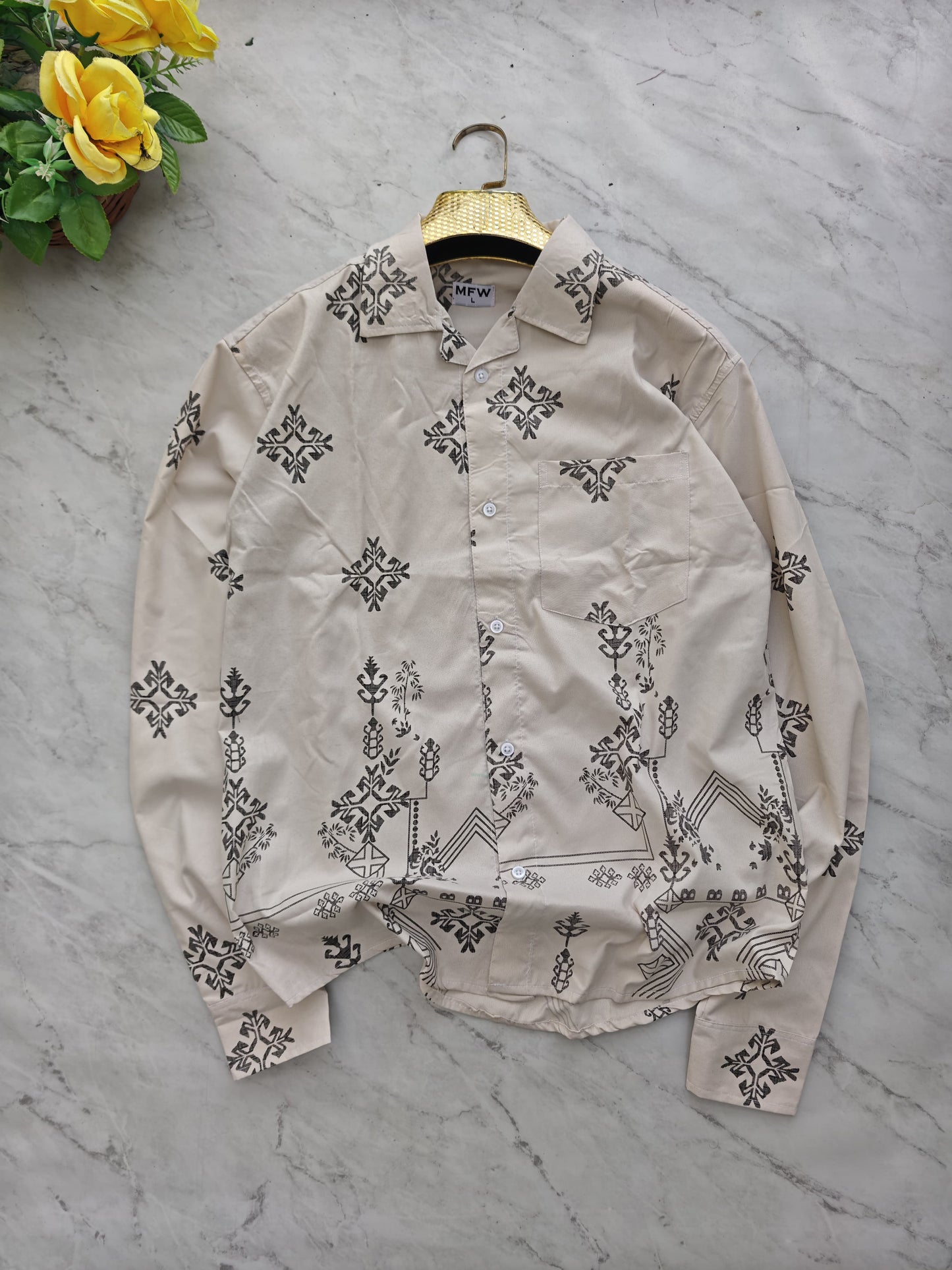 MFW Cuban Collar Border print shirts Single pcs @299 and Buy 4 pcs combo @999