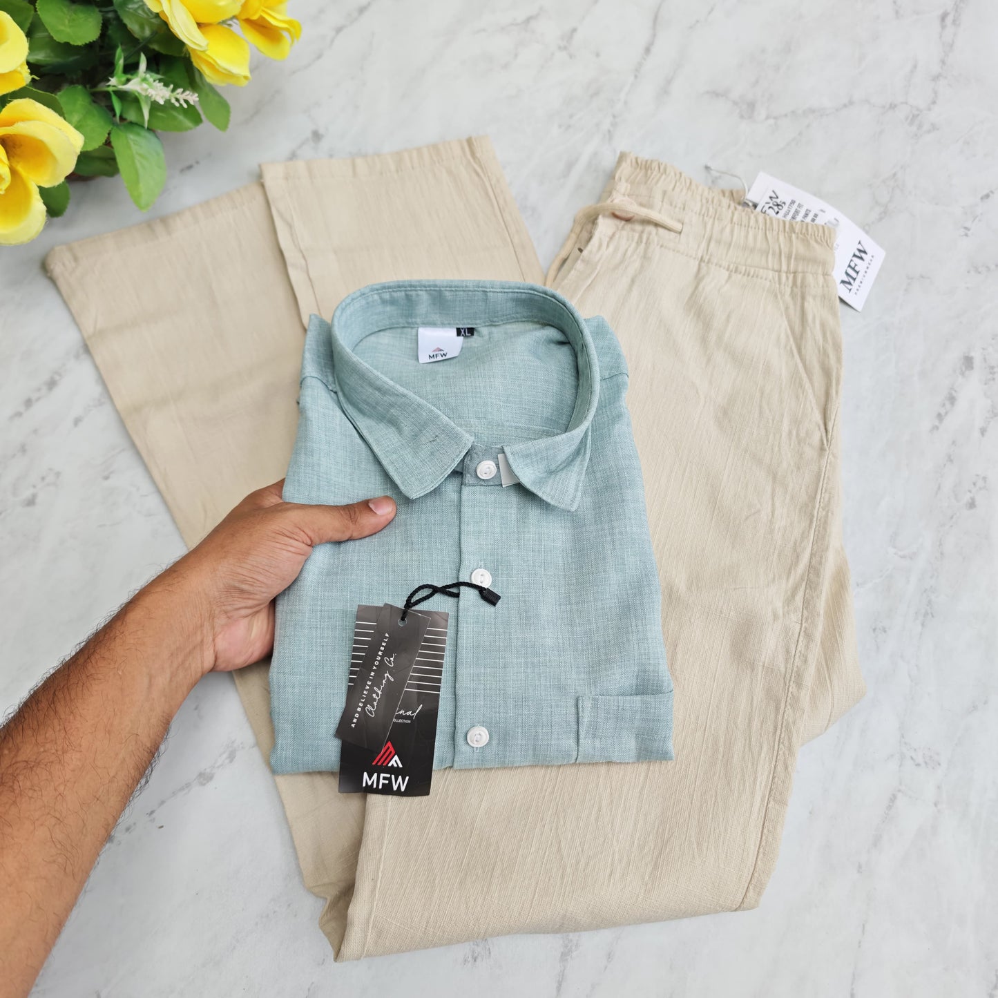 2 in 1 combo MFW Lenin shirts + MFW Lenin relax fit pant combo buy @600 rs only