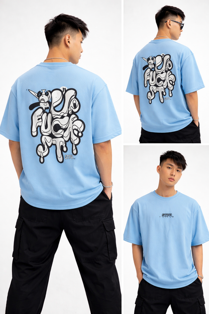 Round neck Front and back print droup shoulder Tshirt 1 pc @199 and 3 pcs @ 499