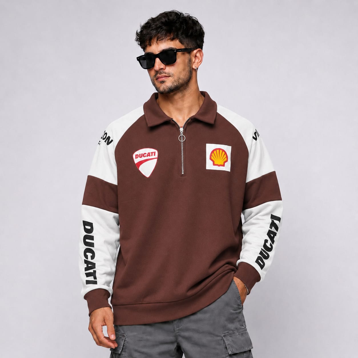 Men's korean Collar printed premium old money Zipper Full sleeve tshirts@249 (Fabric Reference – Please Read Description)