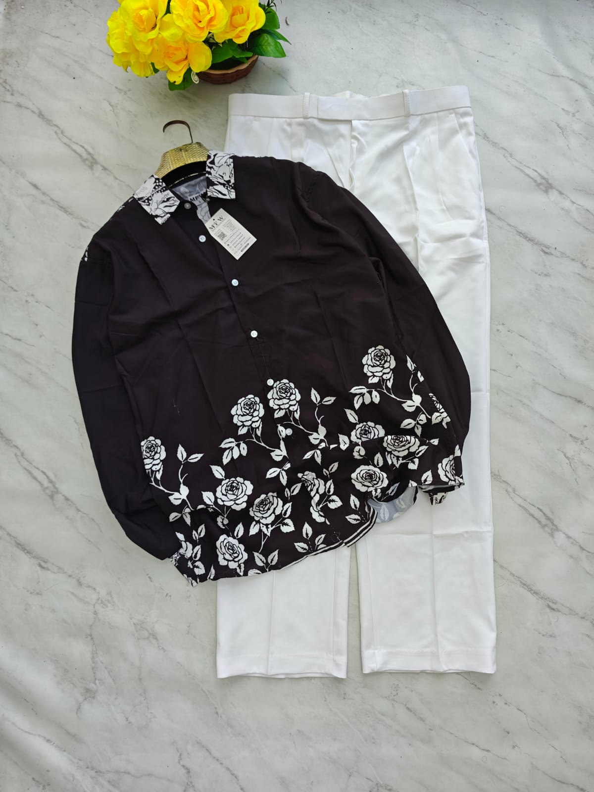 2 in 1 combo viscose bottom printed shirts + korean baggy pant buy @600 rs only