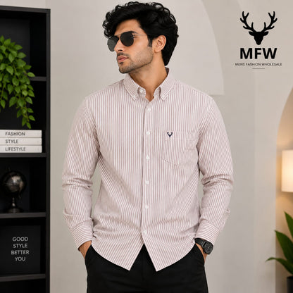 MFW Boxy type oxford stripes shirts Single pcs @299 and Buy 4 pcs combo @999 (peach)