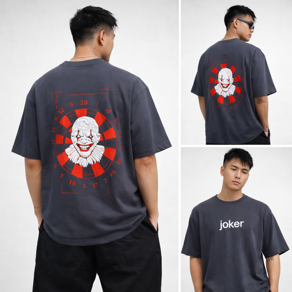 Round neck Front and back print droup shoulder Tshirt 1 pc @199 and 3 pcs @ 499