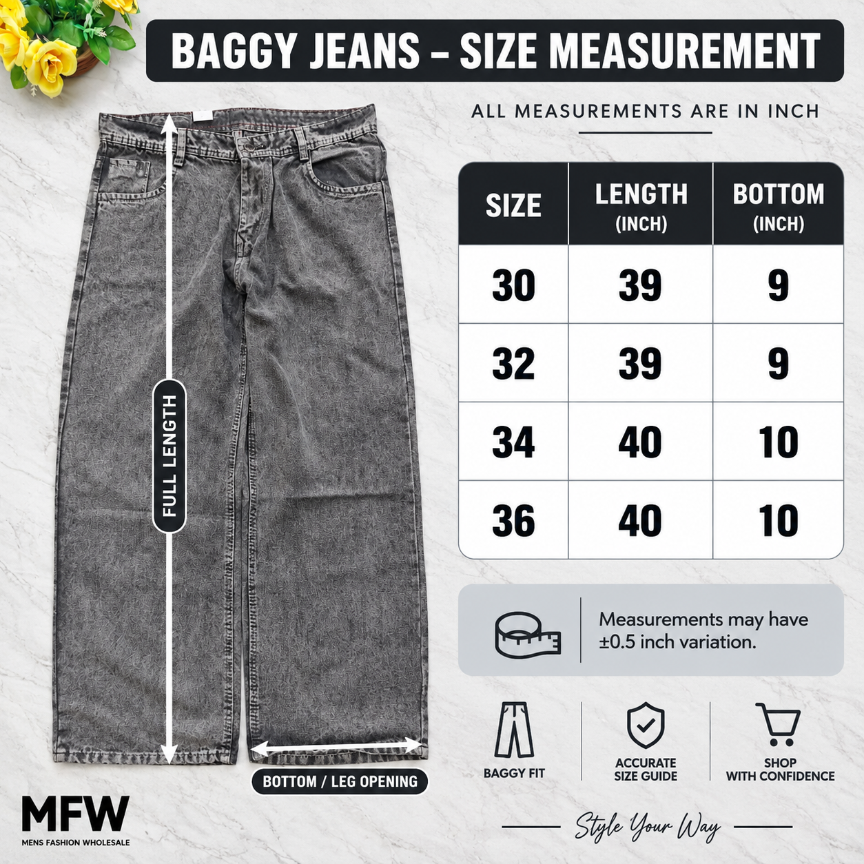 MFW Baggy jeans pants buy@350 rs only