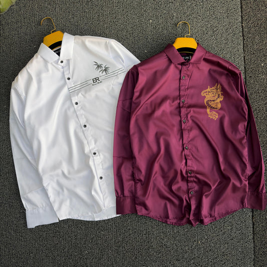 2 in 1 combo party wear stone work shirts buy 2 pcs combo 500 only