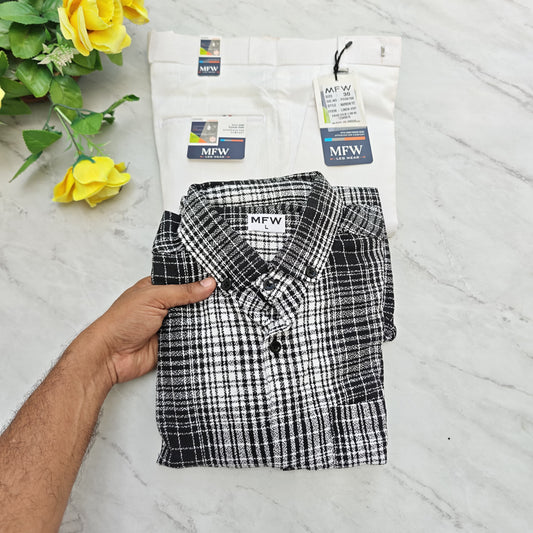 2 in 1 combo MFW flannel shirts + lenin polo fit pant combo buy @600 rs only