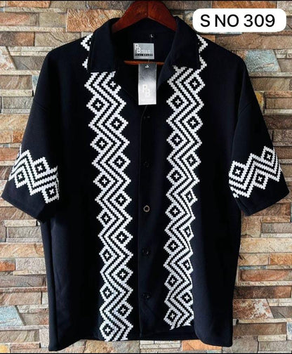Cuban Collar Oversize Drop Shoulder Polo Designer printed Shirts buy @249