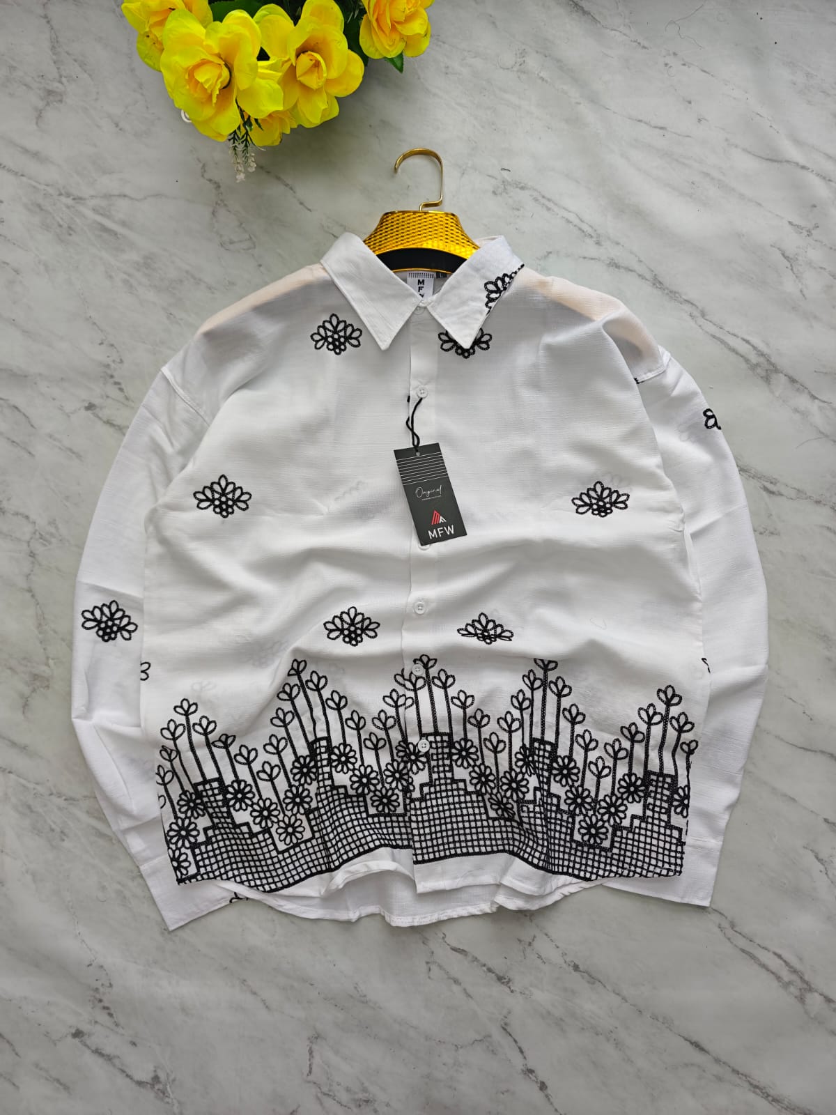 Men's Full sleeve lenin  Bottom Embroidery Shirts single pcs @350 and Buy 3 pc combo @999