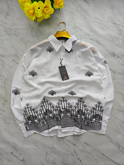 Men's Full sleeve lenin  Bottom Embroidery Shirts single pcs @350 and Buy 3 pc combo @999