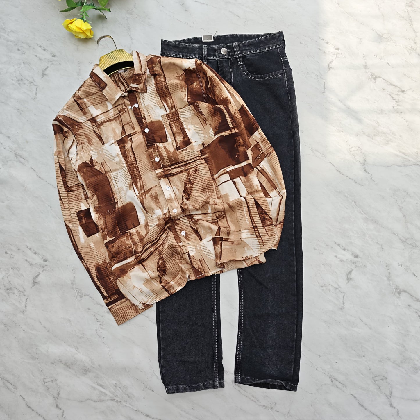 2 in 1 combo viscose shirts + mom fit jeans pant combo buy@600 rs only