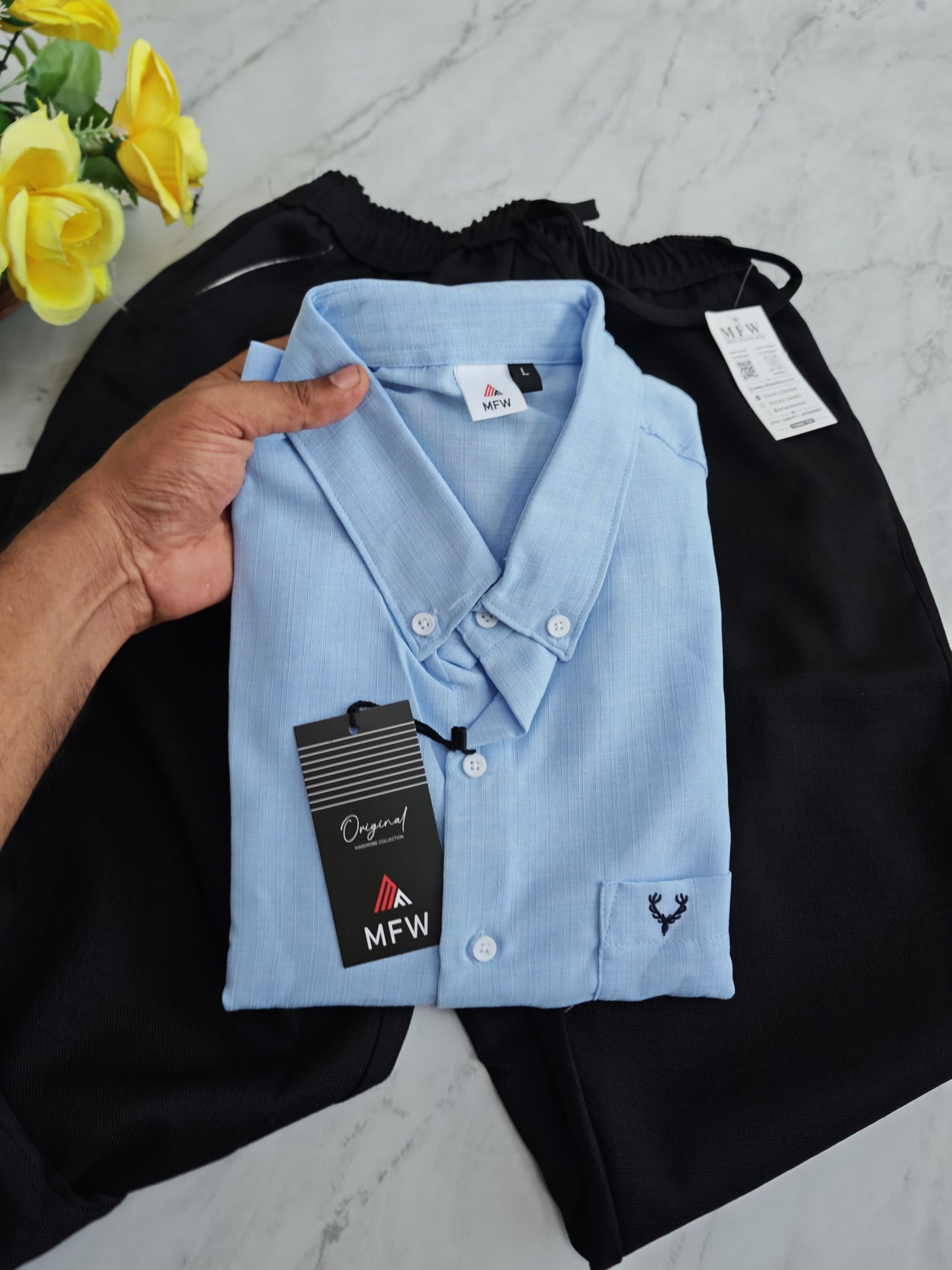 2 in 1 combo MFW korean Lenin shirts + Lenin relax fit pant combo buy @500 rs only